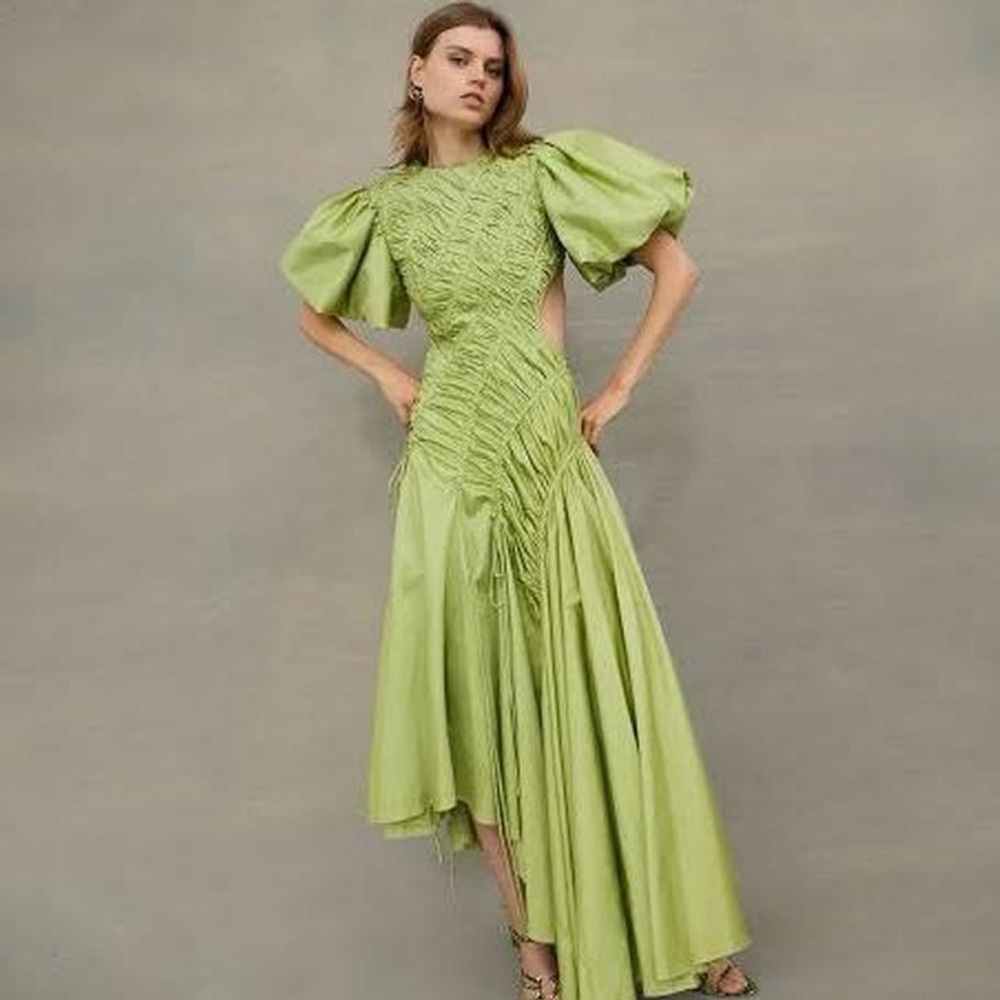Aje Siren Bayleaf Green Drawstring dress NWT 2